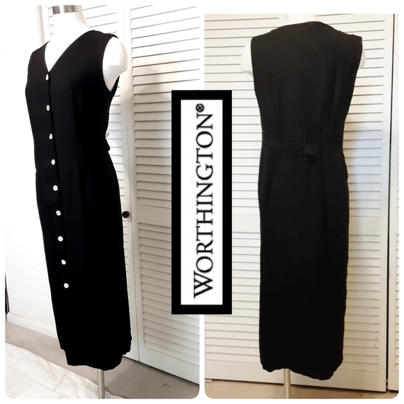 Worthington Linen Dress with Abalone Shell Buttons - Picture 2 of 16